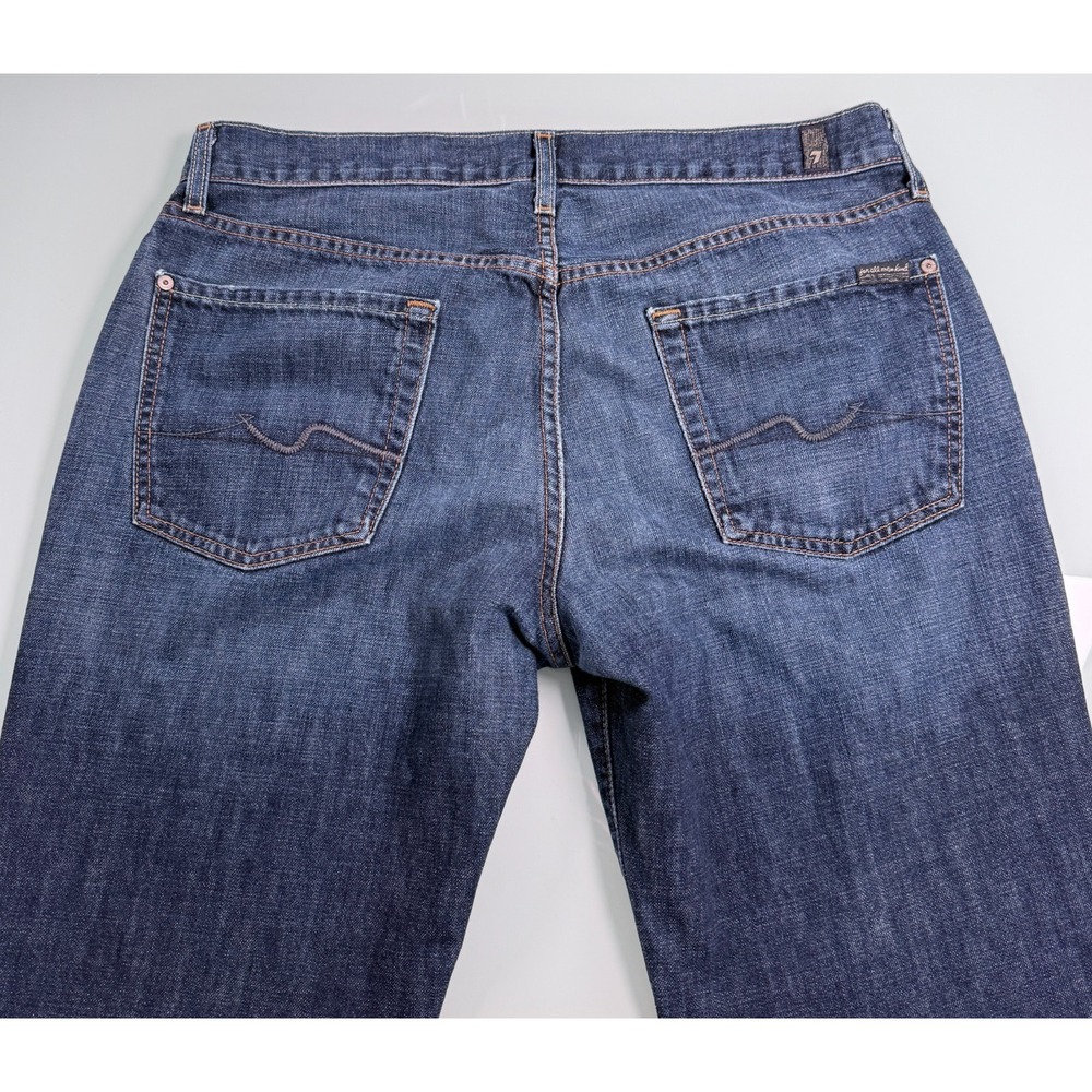 7 For All Mankind Carsen Jeans Mens 36x32 Striaght Leg Blue Denim USA 7FAM - Picture 2 of 16